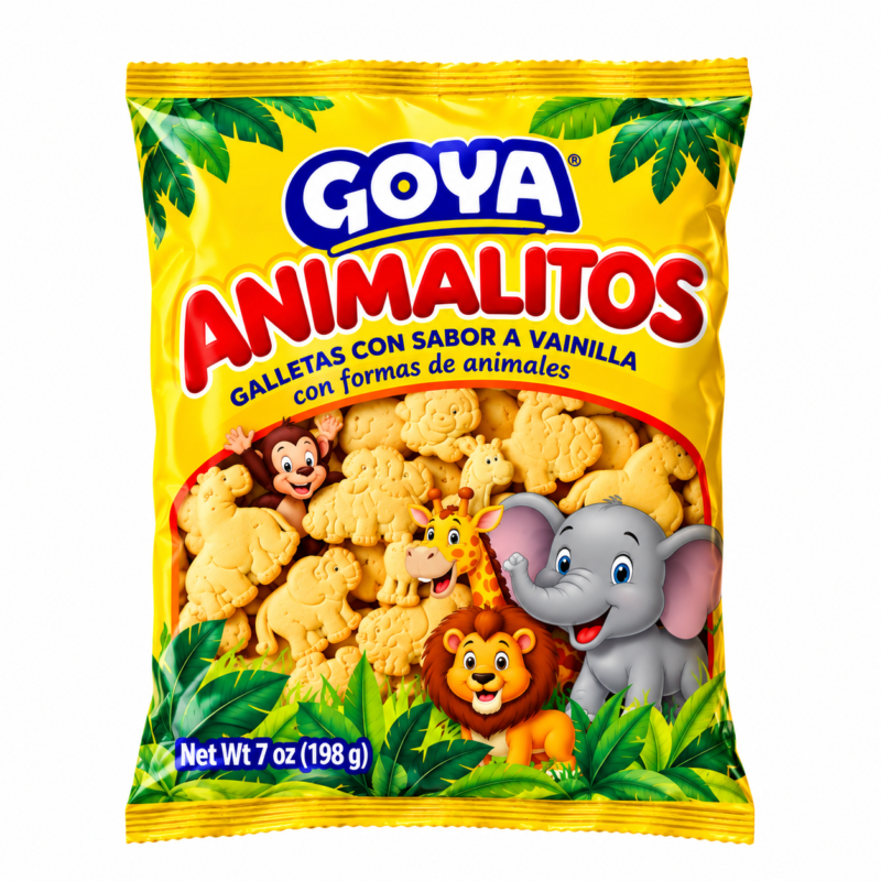Paquete de Galleta con forma de animales Goya sabor a Vainilla (12.34oz-350g)